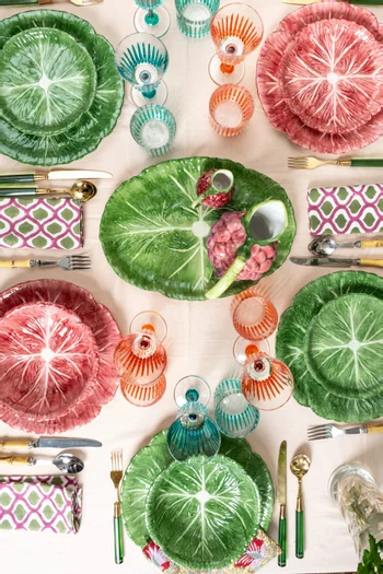 طبق بتصميم نبات الهندباء خزف بطلاء يدوي