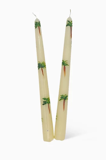 Palm Candlesticks in Wax, Set of 2