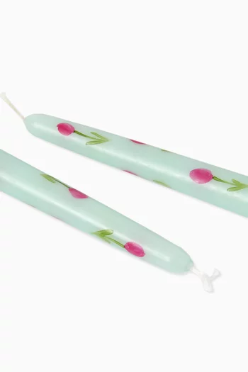 طقم حوامل شموع بنقشة زهور التوليب، قطعتان