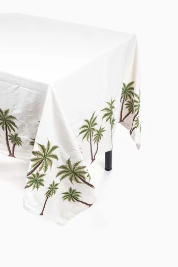 Palm Tablecloth in Embroidered Cotton