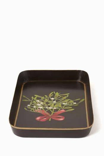 Mistletoe Hand-painted Tray in Iron