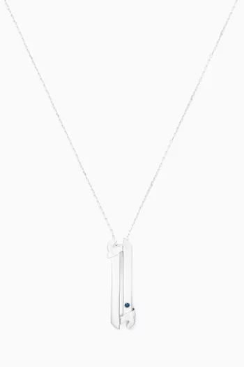 Arabic Letter "Alef" Sapphire Pendant Necklace in Sterling Silver