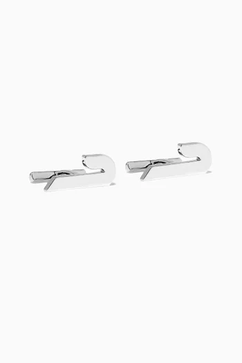 Arabic Letter "Hhaa" Sapphire Cufflinks in Sterling Silver
