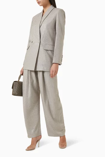 بنطال باتري مطرز بأحجار الراين