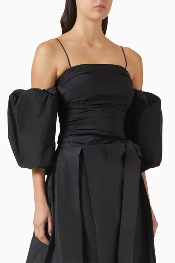 Puff-sleeves Crop Top in Taffeta