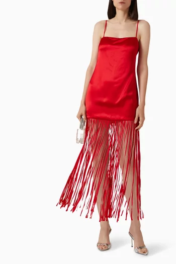 Moraya Square Neck Fringe Maxi Dress