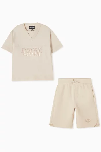 Logo T-shirt & Shorts Set in Cotton