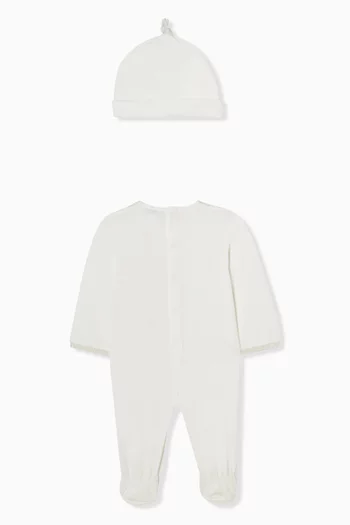 طقم بيجاما قطعة واحدة وقبعة بيني بشعار النسر