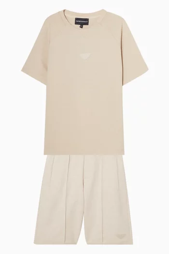 Logo T-shirt & Shorts Set in Cotton