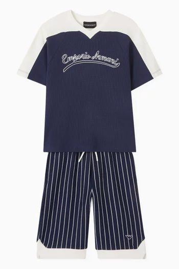 تي شيرت بطبعة شعار الماركة قطن