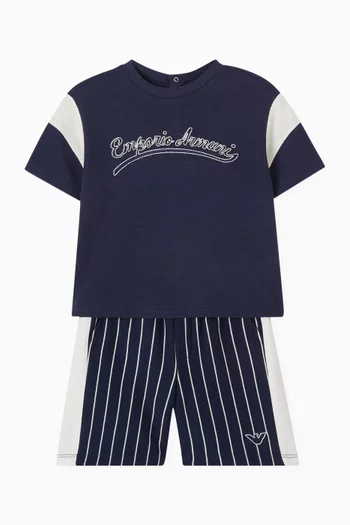 تي شيرت بطبعة شعار الماركة قطن