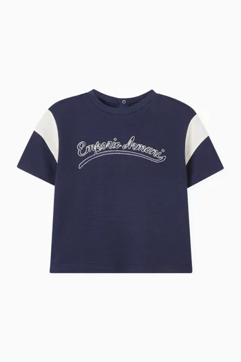 تي شيرت بطبعة شعار الماركة قطن