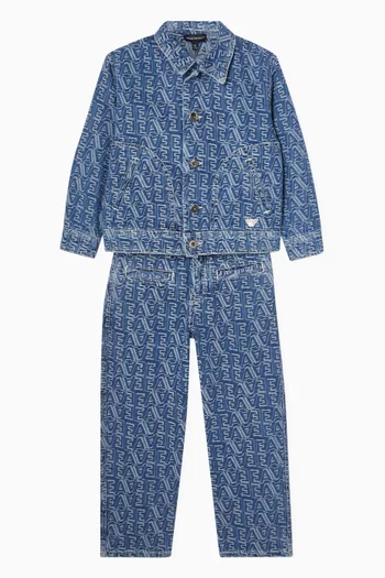 Logo Jacquard Jacket in Denim