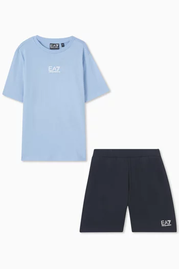 EA7 Logo T-shirt & Shorts Set in Cotton