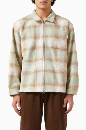 Wordmark Check Zip Shirt in Brushed-fleece