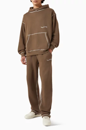 بنطال رياضي بحياكة معكوسة وشعار الماركة قطن