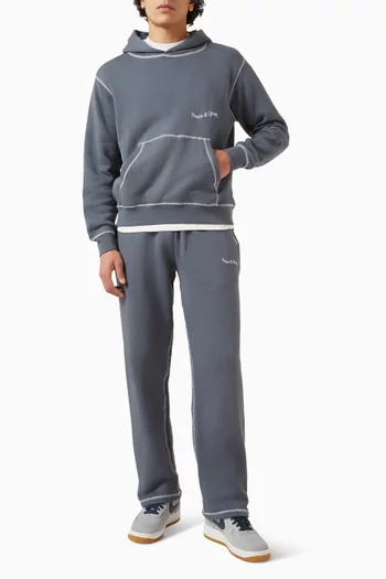 كنزة بغطاء رأس بحياكة معكوسة وشعار الماركة قطن