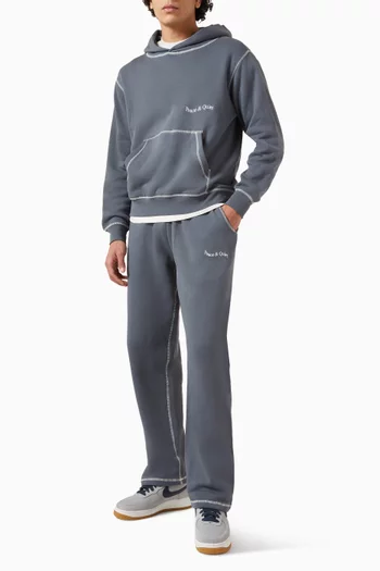 بنطال رياضي بحياكة معكوسة وشعار الماركة قطن