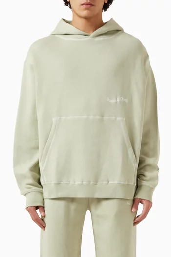 كنزة بغطاء رأس بحياكة معكوسة وشعار الماركة قطن