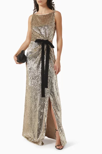 Felicity Bow Sequin-embellished Gown