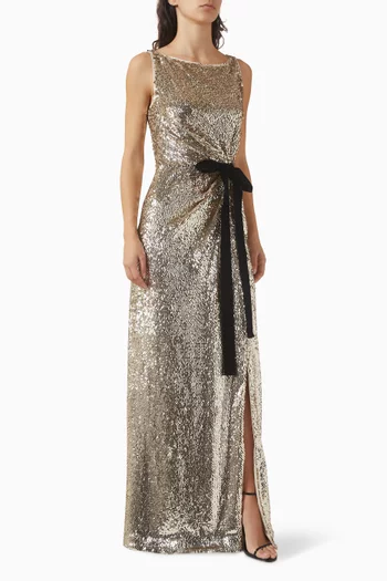 Felicity Bow Sequin-embellished Gown