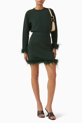 تنورة جاك قصيرة بحافة مزينة بالريش نسيج