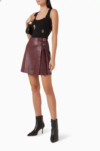 تنورة كيلت قصيرة جلد نباتي