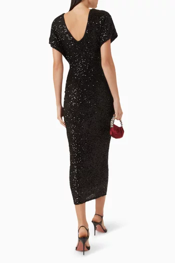 Sequin-embellished Bow Midi Dress
