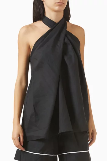 بلوزة بيانكا بحمالة حول الرقبة كتان