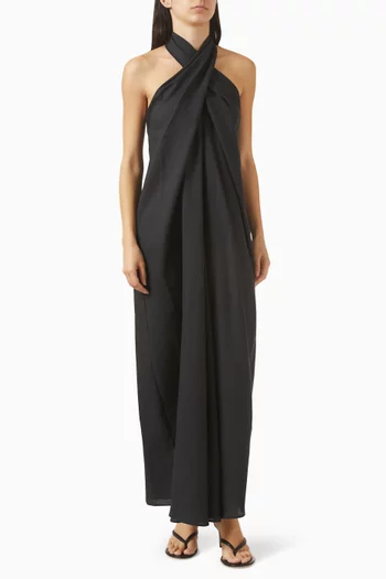 فستان فيونا بحمالة حول الرقبة كتان