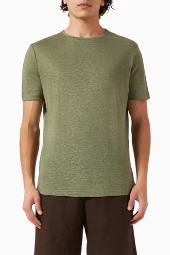 Crewneck T-shirt in Linen-jersey