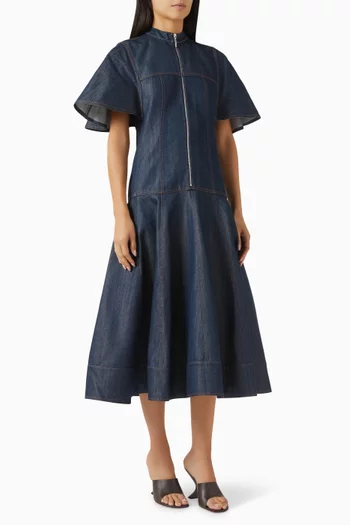 Weston Zip Midi Dress in Denim