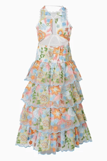 فستان بيانكا طويل مزين بتطريزات