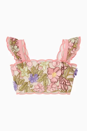 بلوزة بوني قصيرة ومطرزة