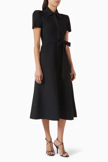 Gathered-sleeve Dress in Crepe-knit