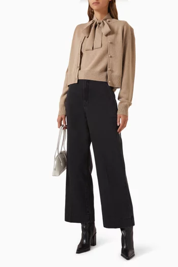 Padded Shoulder Cardigan in Cashmere