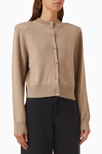 Padded Shoulder Cardigan in Cashmere