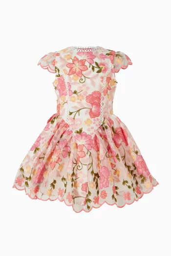 فستان افيري قصير مزين بتطريزات