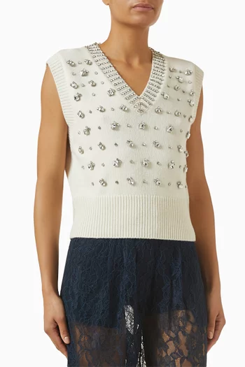 Embellished Vest Sweater in Knit