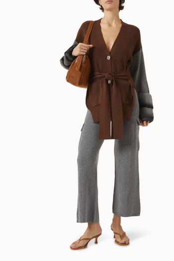 Colour-block Fur Cardigan in Wool-cashmere