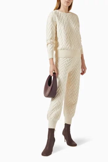 بنطال بحواف من نسيج مضلع بارز الملمس