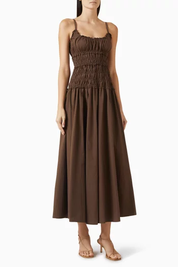 فستان توبي متوسط الطول قطن