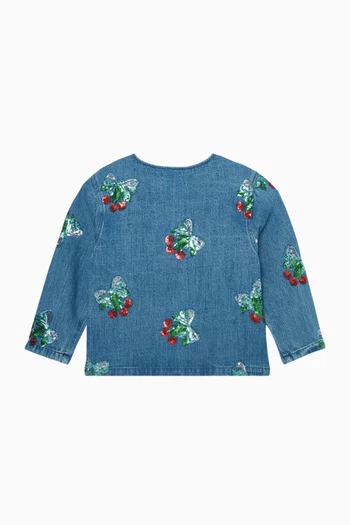 جاكيت ماغو مطرز بالترتر دينم