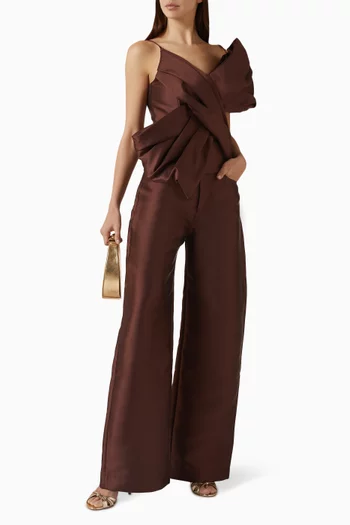Wide-leg Boyfriend Pants in Satin