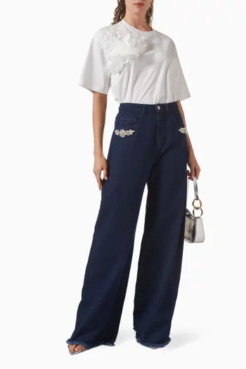 Flower Applique T-shirt in Cotton-jersey