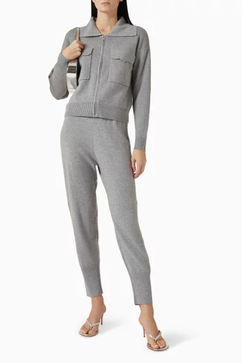 كارديغان بياقة عالية وسحّاب نسيج سادة