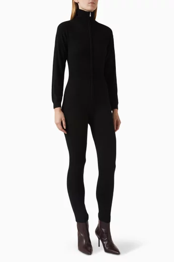 جمبسوت بسحّاب وأكمام طويلة نسيج مضلع