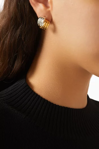 أقراط كلوف ستانلس ستيل مطلي بلون فضي وبالذهب عيار 18