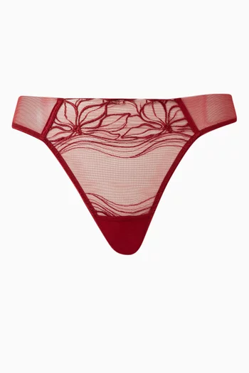 ثونغ دانتيل مطرز بنقشة زهور