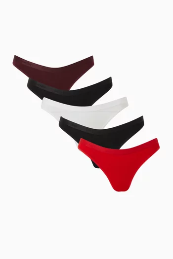 طقم سروال تحتي بشعار الماركة، 5 قطع